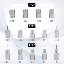 Carica l'immagine nel visualizzatore di Gallery, CCLIFE Set di chiavi a bussola Torx E4-E24 1/4 3/8 1/2 pollici