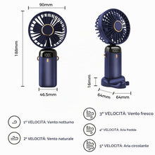 Carica l'immagine nel visualizzatore di Gallery, Jsdoin - Mini ventilatore portatile, ricaricabile tramite USB, 5 velocità, a batteria, pieghevole, da scrivania, con dis