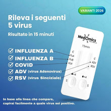Carica l'immagine nel visualizzatore di Gallery, 1 x Test Combo 5in1, Tamponi Rapidi combo Covid 19 + influenza A - B + RSV Virus respiratorio sinciziale + ADV Adenoviru