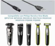 Carica l'immagine nel visualizzatore di Gallery, Cavo di Ricarica USB 5V compatibile con Philips QP2724, QP2834, QP4631, QP1924, QP6652, MG5950, MG9530, X5004, X3051 | N