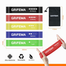 Carica l'immagine nel visualizzatore di Gallery, GRIFEMA GA5001 Fasce Elastiche Fitness Set da 5 – Elastici Palestra