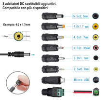 Carica l'immagine nel visualizzatore di Gallery, Adattatore AC-DC 24V 1A Alimentatore AC220V da 230V a DC24V con 8 adattatori per spina Caricabatterie DC24V 100mA a 1000