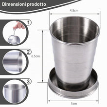 Carica l'immagine nel visualizzatore di Gallery, 2 Pezzi Tazza Campeggio Pieghevole in Acciaio Inossidabile, Bicchiere da Viaggio Portatile, Per Viaggi All'Aperto, Uso Q