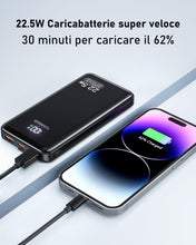 Carica l'immagine nel visualizzatore di Gallery, Power Bank 20000mAh Batteria Esterna Portatile, Ricarica Rapida 22,5W PD3.0 QC4.0 PD20W USB C, con Display LCD, 3 Uscite