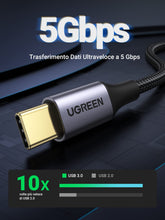 Carica l'immagine nel visualizzatore di Gallery, UGREEN Cavo USB Type-C 3.0 5Gbps 3A Ricarica Rapida Nylon Intrecciato (1M)
