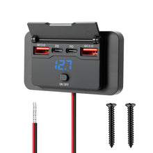 Carica l'immagine nel visualizzatore di Gallery, 76W Presa USB 12V da Incasso per Camper con Interruttore, 2 Porta 36W PD + 2 Porta 18W QC3.0, Caricatore 4 Porta con Ric
