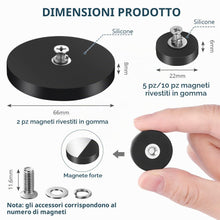 Carica l'immagine nel visualizzatore di Gallery, Adiwo Magneti al neodimio gommati, base di montaggio magnetica, per veicoli, lampade, strumenti di fissaggio, viti con o