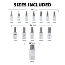Carica l'immagine nel visualizzatore di Gallery, CCLIFE 13pcs set di chiavi esagonali metriche 2mm-14mm per chiavi dinamometriche e trapani, acciaio legato S2