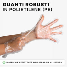 Carica l'immagine nel visualizzatore di Gallery, ARNOMED Guanti monouso in PE da donna, 100 pezzi guanti usa e getta per box, guanti plastica domestici per alimenti, gua