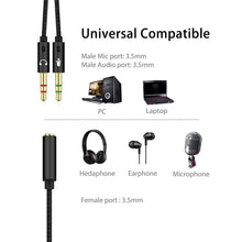 Carica l'immagine nel visualizzatore di Gallery, 2 in1 Cavo Adattatore Sdoppiatore Cuffie Microfono, Adattatore Jack 3,5mm Maschio a Femmina, Adattatore Splitter Jack da