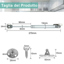 Carica l'immagine nel visualizzatore di Gallery, QEIHITYO 4 Pezzi Pistoni per Ante Cucina 100N Ammortizzatori Molle a Gas per Cerniera di Mobili Argento