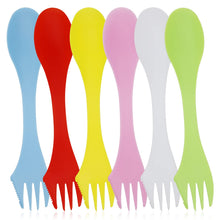 Carica l'immagine nel visualizzatore di Gallery, 6 Pezzi Spork in plastica, Spork da campeggio portatile e riutilizzabile Posate da campeggio in plastica tutto in legger