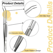Carica l'immagine nel visualizzatore di Gallery, Pinzette in Acciaio Inox Multiuso, 2 Pcs Pinze Curve Lunghe, con Curvo Seghettato Punta, per Uso Quotidiano