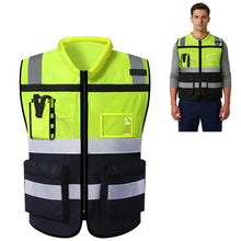 Carica l'immagine nel visualizzatore di Gallery, URAQT Giubbotti di Sicurezza, Gilet Alta visibilità, Gilet di Sicurezza Riflettente con 7 Tasche e Cerniera, Gilets di s