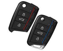 Carica l'immagine nel visualizzatore di Gallery, Custodia in silicone per chiave compatibile con VW Golf 7, Skoda, Seat, 3 pulsanti, rosso e blu, 2 pezzi (blu e rosso)
