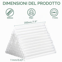 Carica l'immagine nel visualizzatore di Gallery, 50 Pezzi Colla a Caldo Sticks 11mm x 200 mm, Trasparente Bastoni di Colla Caldo per Pistola Colla a Caldo, Fai da Te, As