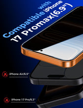 Carica l'immagine nel visualizzatore di Gallery, MAGIC JOHN Pellicola protettiva per la privacy dello schermo per iPhone 17 Pro Max, 2 pezzi, anti-spia, vetro temperato 