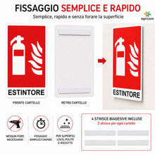 Carica l'immagine nel visualizzatore di Gallery, AGRICOM Cartello Estintore, Kit 2 Pezzi 9,5 x 17 cm in Polipropilene 0,5 mm, Segnaletica Antincendio Impermeabile e Resi