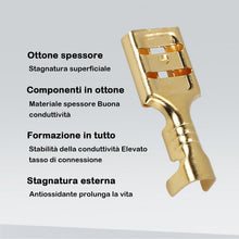 Carica l'immagine nel visualizzatore di Gallery, Capicorda Terminali da Crimpare in Rame 125 Pezzi — Connettori Elettrici Piatti Isolati (Femmina) da 6,3 mm, adatti per 