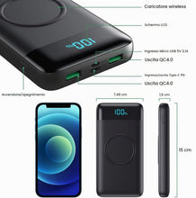 Carica l'immagine nel visualizzatore di Gallery, Power Bank Wireless Ricarica Rapida 26800 mAh, Power Bank 25W PD3.0 + QC4.0, 15W Wireless Caricatore Portatile Powerbank