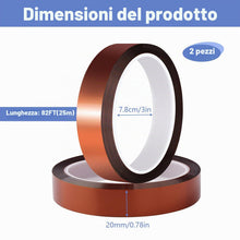 Carica l'immagine nel visualizzatore di Gallery, Nastro Kapton 2 Rotoli, 20 Mm X 25 M, Marrone, Per Sublimazione