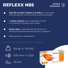 Carica l'immagine nel visualizzatore di Gallery, REFLEXX N85 / L Guanti in nitrile aderenti, grande, arancione, confezione da 50