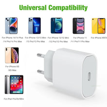 Carica l'immagine nel visualizzatore di Gallery, Caricatore Rapido USB C 20W con Cavo USB C a Lightning 1m per iPhone 14/13