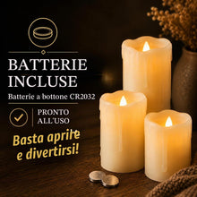 Carica l'immagine nel visualizzatore di Gallery, Festive Lights Confezione da 3 Candele a pilastro Color Crema, a Batteria, Fiamma tremolante in Vera Cera, 3 x LED Bianc