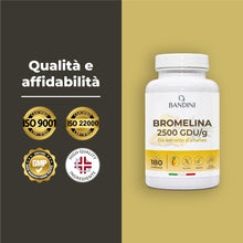 Carica l'immagine nel visualizzatore di Gallery, Bandini® Bromelina Forte 180 capsule gastroresistenti - 2500 GDU (1.000mg)