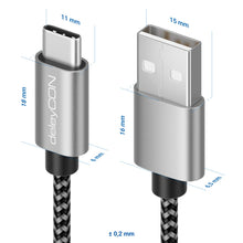 Carica l'immagine nel visualizzatore di Gallery, deleyCON USB-C nel SET (2 Pezzi da 0,15m) 15cm Corto Nylon Ricarica Dati USB Tipo C Connettori Metallo Ricarica &amp; Sincro