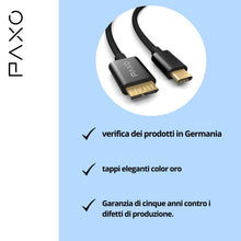 Carica l'immagine nel visualizzatore di Gallery, PAXO Cavo hard disk da 0,3 m, 10 Gbit/s, USB C-MICRO USB3.2 Gen2, cavo USB, cavo dati, cavo di ricarica, nero, da USB C 