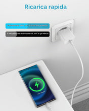Carica l'immagine nel visualizzatore di Gallery, Caricatore USB 18W con Cavo USB Type-C 2M, Quick Charge 3.0 Presa USB Alimentatore USB Caricabatterie USB Spina Caricato