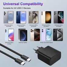 Carica l'immagine nel visualizzatore di Gallery, 45W USB C Caricatore Caricabatterie con 3M Nylon Cavo USB Type-C per Samsung Galaxy S26 S25 S24 S23 S22/S21Note/A53/A15,