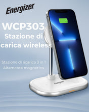 Carica l'immagine nel visualizzatore di Gallery, Energizer Stazione di Ricarica Wireless 3 in 1 | 15W per iPhone MagSafe e Android, 5W per AirPods e Apple Watch | Carica