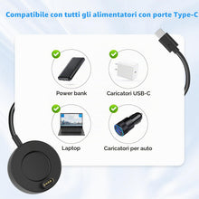 Carica l'immagine nel visualizzatore di Gallery, Caricatore compatibile con orologio Garmin, Cavo USB-C, Nero