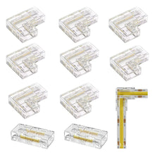 Carica l'immagine nel visualizzatore di Gallery, 10PCS Connettori Striscia LED COB 2 Pin 8 mm, 2PCS Diritti Trasparenti e 9PCS Connettore Angolo a Forma di L Senza Salda