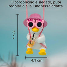 Carica l'immagine nel visualizzatore di Gallery, Cappellino rosa Anatra portachiavi Decorazione per auto, portachiavi per specchietto retrovisore Anatra portachiavi, gra