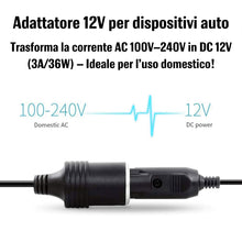 Carica l'immagine nel visualizzatore di Gallery, Alimentatore AC a DC Adattatore 100V - 240V a 12V Automobile Sigaretta Accendisigari Presa Corrente 12V/3A 36W Inverter 