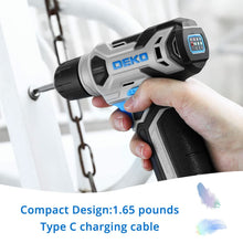 Carica l'immagine nel visualizzatore di Gallery, Trapano Avvitatore Batteria 42 accessori - DEKO PRO Trapano Avvitatore Blu con 10 mm Mandrino,Luce LED,Cavo di Ricarica 