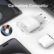 Carica l'immagine nel visualizzatore di Gallery, Caricatore USB C, Presa USB C 25W Ricarica Rapido, Spina Tipo C Alimentatore PD Adattatore da Muro Caricabatterie Veloce
