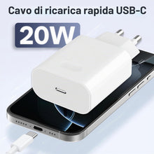 Carica l'immagine nel visualizzatore di Gallery, 20W USB C Caricatore, Rapido Alimentatore Con 2M Cavo Ricarica Type-C to C