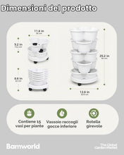 Carica l'immagine nel visualizzatore di Gallery, Bamworld Torre da Giardino Verticale 5 Livelli Impilabili con Ruote Bloccabili, per Erbe Aromatiche, Fragole e Ortaggi, 