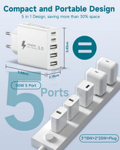 Carica l'immagine nel visualizzatore di Gallery, Caricatore USB C Rapido 50W, 5 Porto Alimentatore USBC Multiplo Presa USB Caricabatterie Presa Multipla Type C Spina per