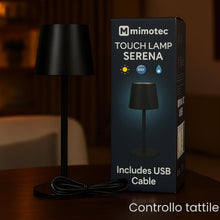 Carica l'immagine nel visualizzatore di Gallery, M mimotec - Lampada LED da tavolo Nera Serena 2W, ricaricabile, dimmerabile, 3 temperature di colore (3CCT), con batteri