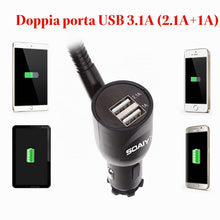 Carica l'immagine nel visualizzatore di Gallery, 3 in 1 Supporto smartphone per auto Porta cellulare auto con Doppia USB e Braccio Regolabile 360° Visualizza la tensione