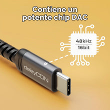 Carica l'immagine nel visualizzatore di Gallery, deleyCON 1m Adattatore Audio USB‑C a 3,5 mm - USB‑C Maschio a Jack 3,5 mm Maschio - per Cuffie, Altoparlanti e Sistemi H
