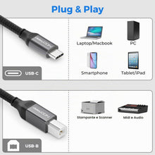 Carica l'immagine nel visualizzatore di Gallery, deleyCON 1,5m Cavo Stampante USB-C - USB-C a USB-B - MacBook, PC, Scanner