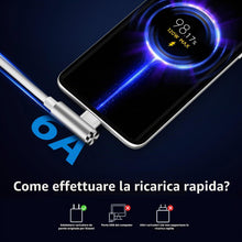 Carica l'immagine nel visualizzatore di Gallery, ACAGET Cavo USB C 1,8M Ricarica 120W 6A 90 Gradi per Xiaomi 17T 15T 14T Pro