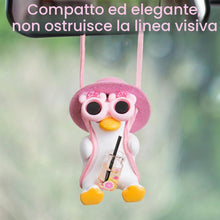 Carica l'immagine nel visualizzatore di Gallery, Cappellino rosa Anatra portachiavi Decorazione per auto, portachiavi per specchietto retrovisore Anatra portachiavi, gra