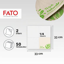 Carica l'immagine nel visualizzatore di Gallery, Fato - Tovaglioli Natural di Carta Monouso Piegati in 4, Ecologici, Confezione da 50 tovaglioli, Formato 33x33, 2 veli, 